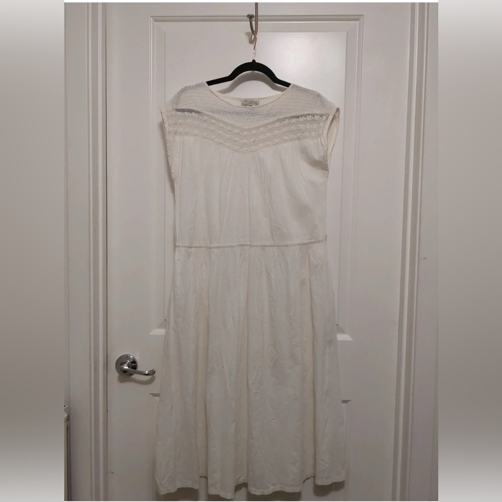 Vintage Nancy Johnson for Prisma White knee length 100% Cotton Sleeveless Dress